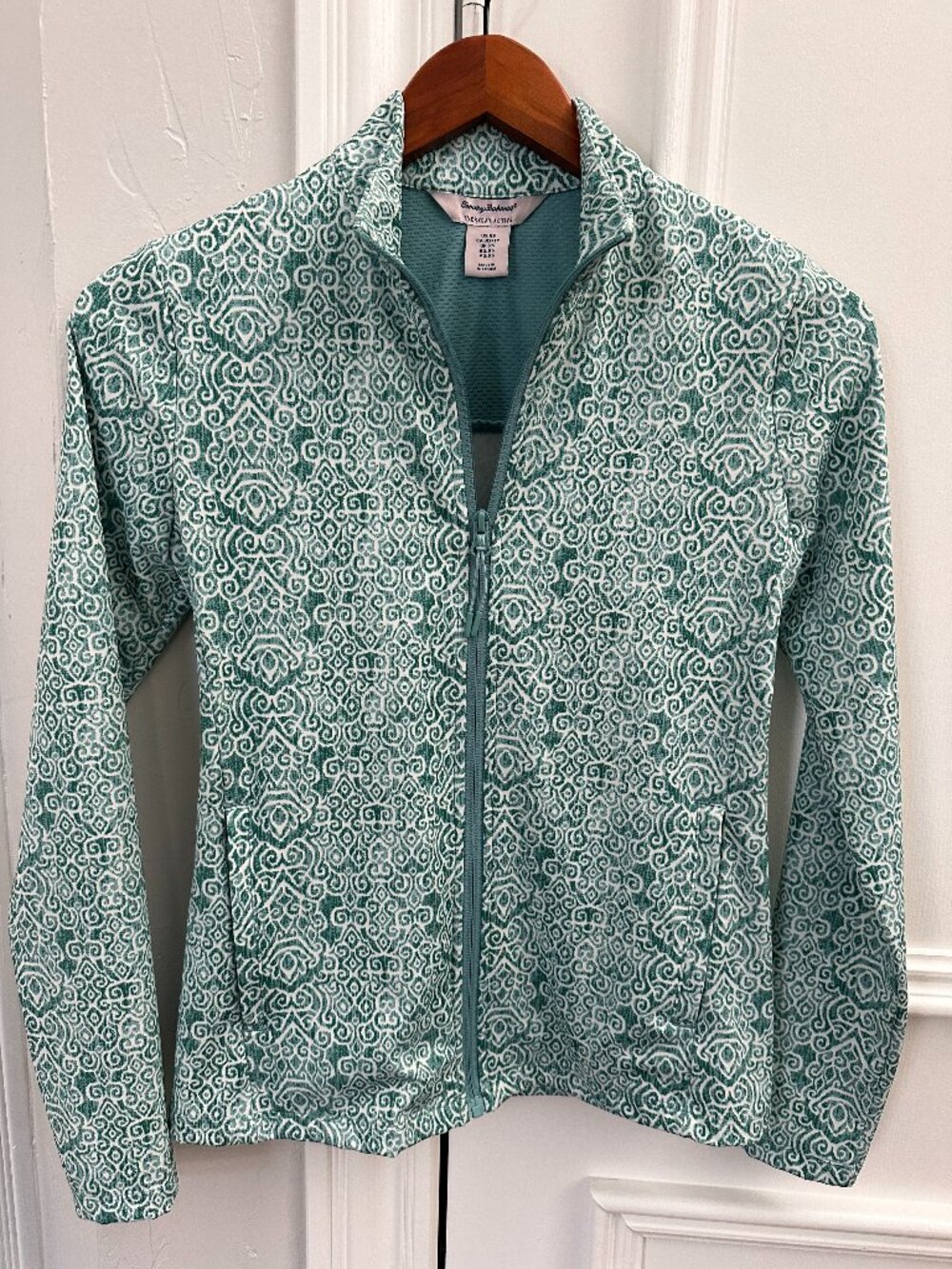 Tommy Bahama Womens Zip Up Jacket XS Floral Print Everyday Active Golf Tennis